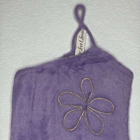 NWT For Love & Lemons Finley Mini Dress in Purple Fuzzy Medium Revolve - Picture 4 of 14